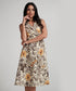 Lapel Attached Printed Sleeveless Dress
